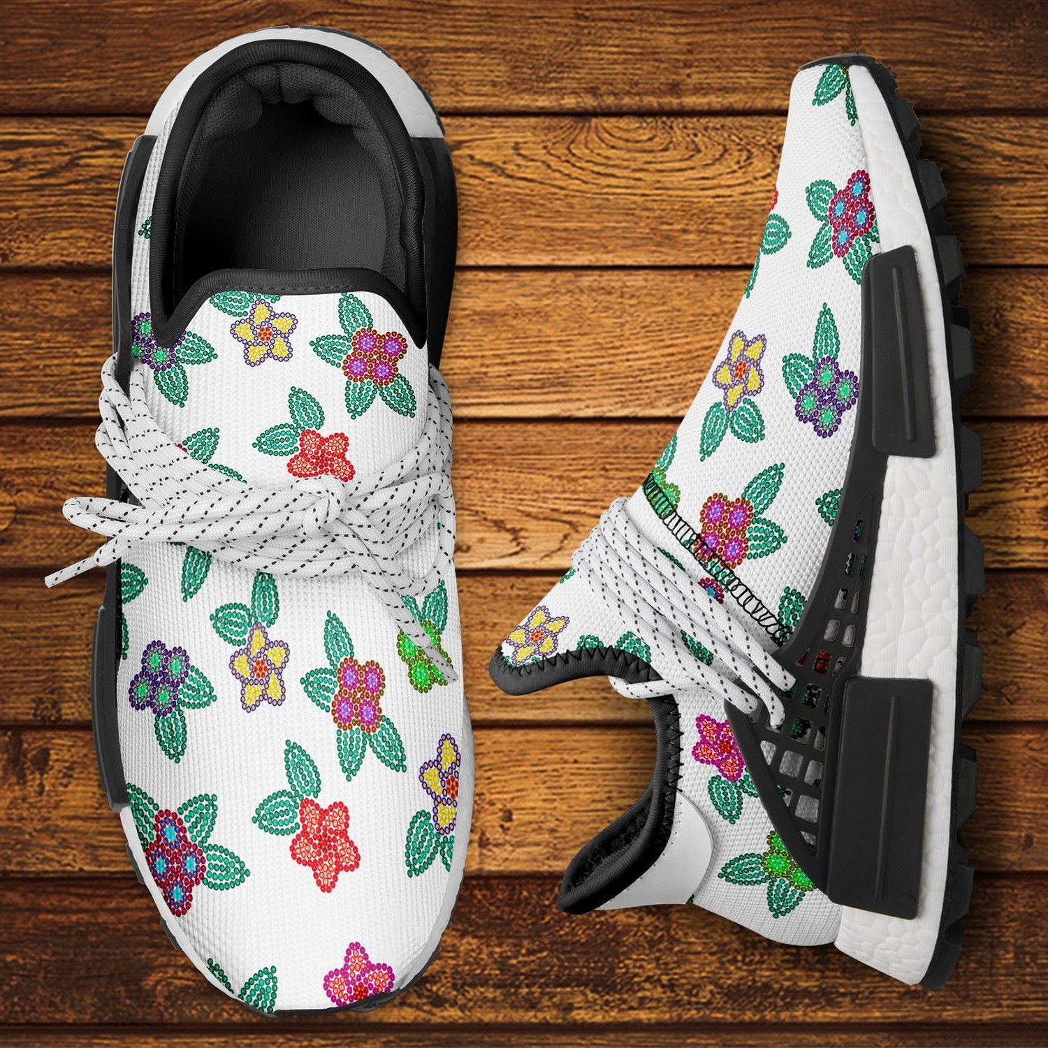Berry Flowers White Okaki Sneakers Shoes Herman