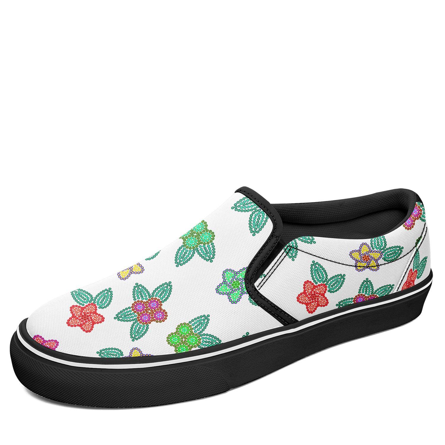 Berry Flowers White Otoyimm Kid's Canvas Slip On Shoes otoyimm Herman