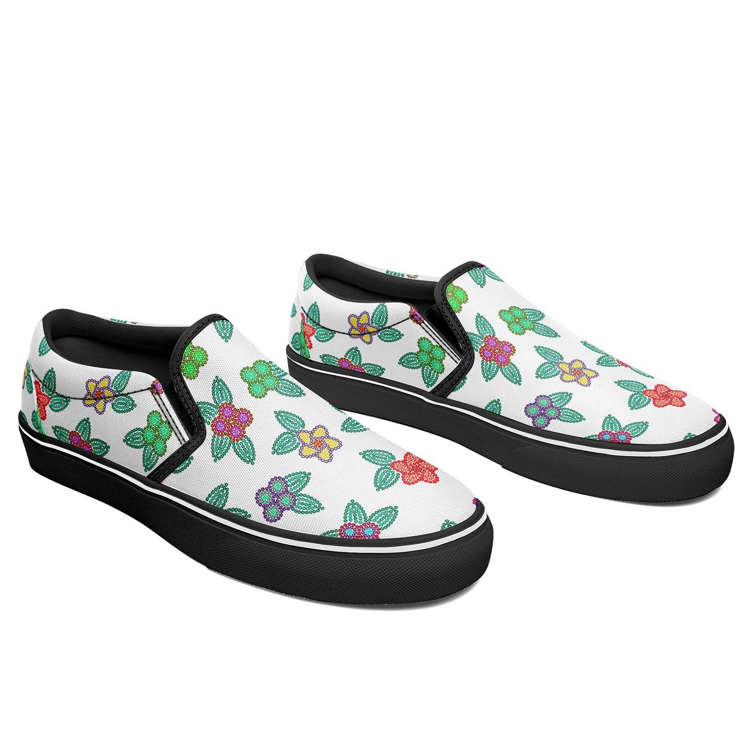 Berry Flowers White Otoyimm Kid's Canvas Slip On Shoes otoyimm Herman
