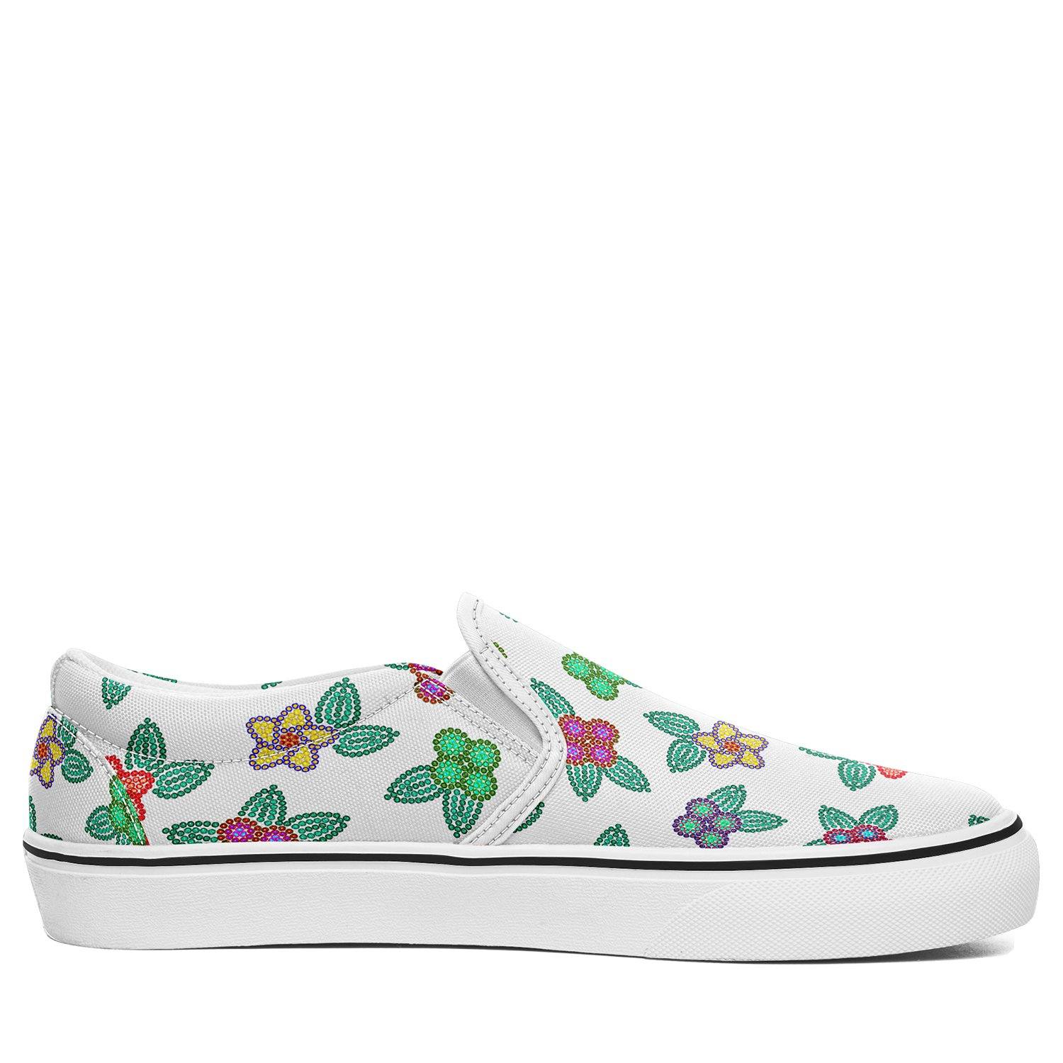 Berry Flowers White Otoyimm Kid's Canvas Slip On Shoes otoyimm Herman