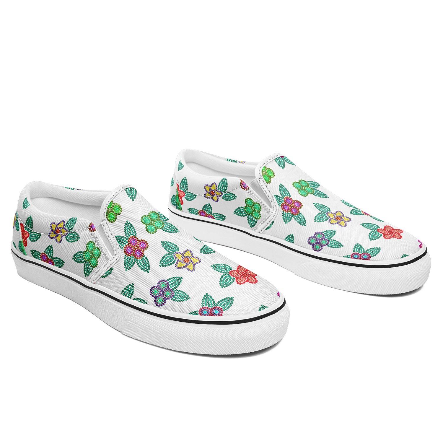 Berry Flowers White Otoyimm Kid's Canvas Slip On Shoes otoyimm Herman