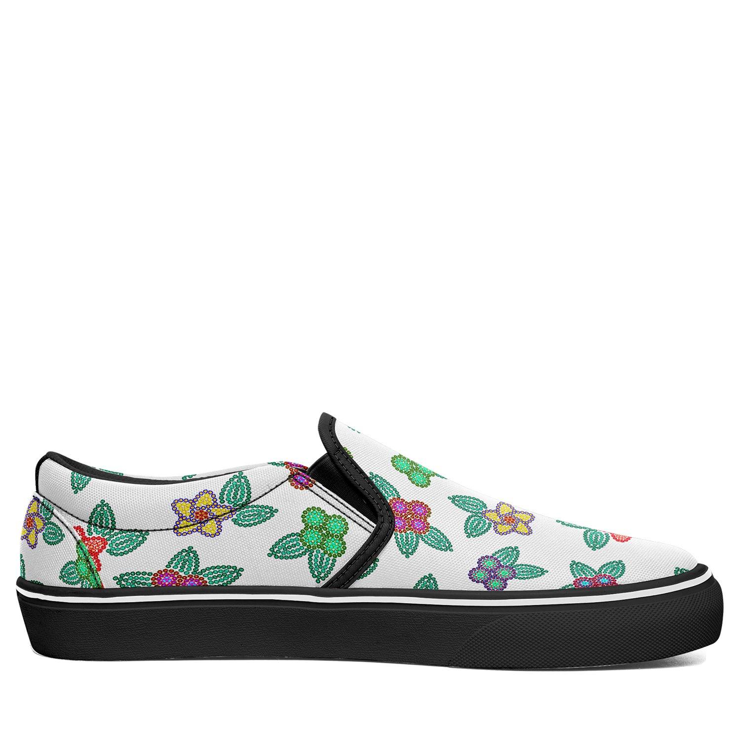 Berry Flowers White Otoyimm Kid's Canvas Slip On Shoes otoyimm Herman