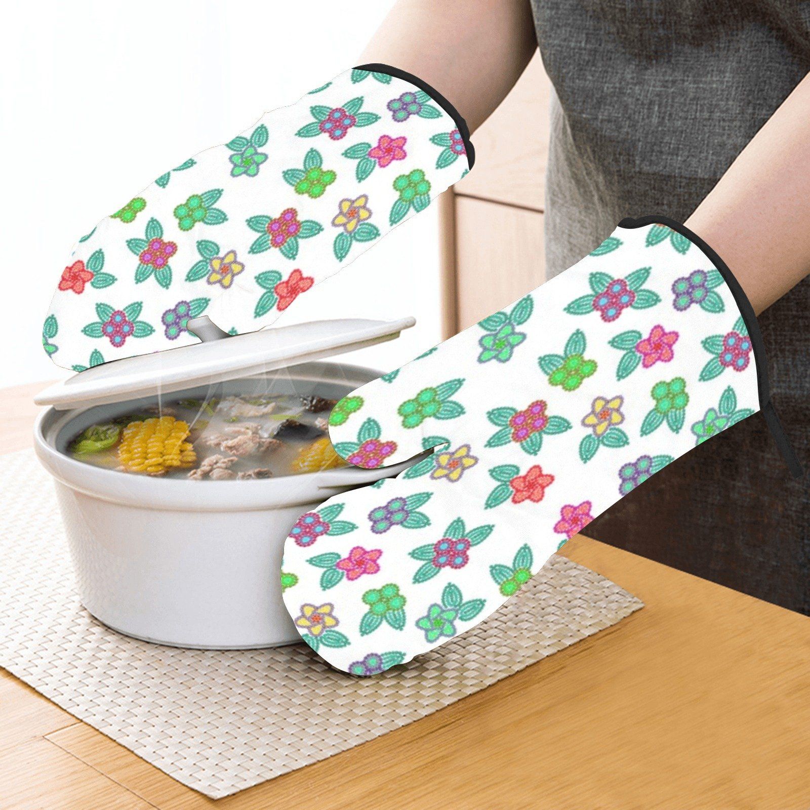 Berry Flowers White Oven Mitt & Pot Holder Oven Mitt & Pot Holder e-joyer