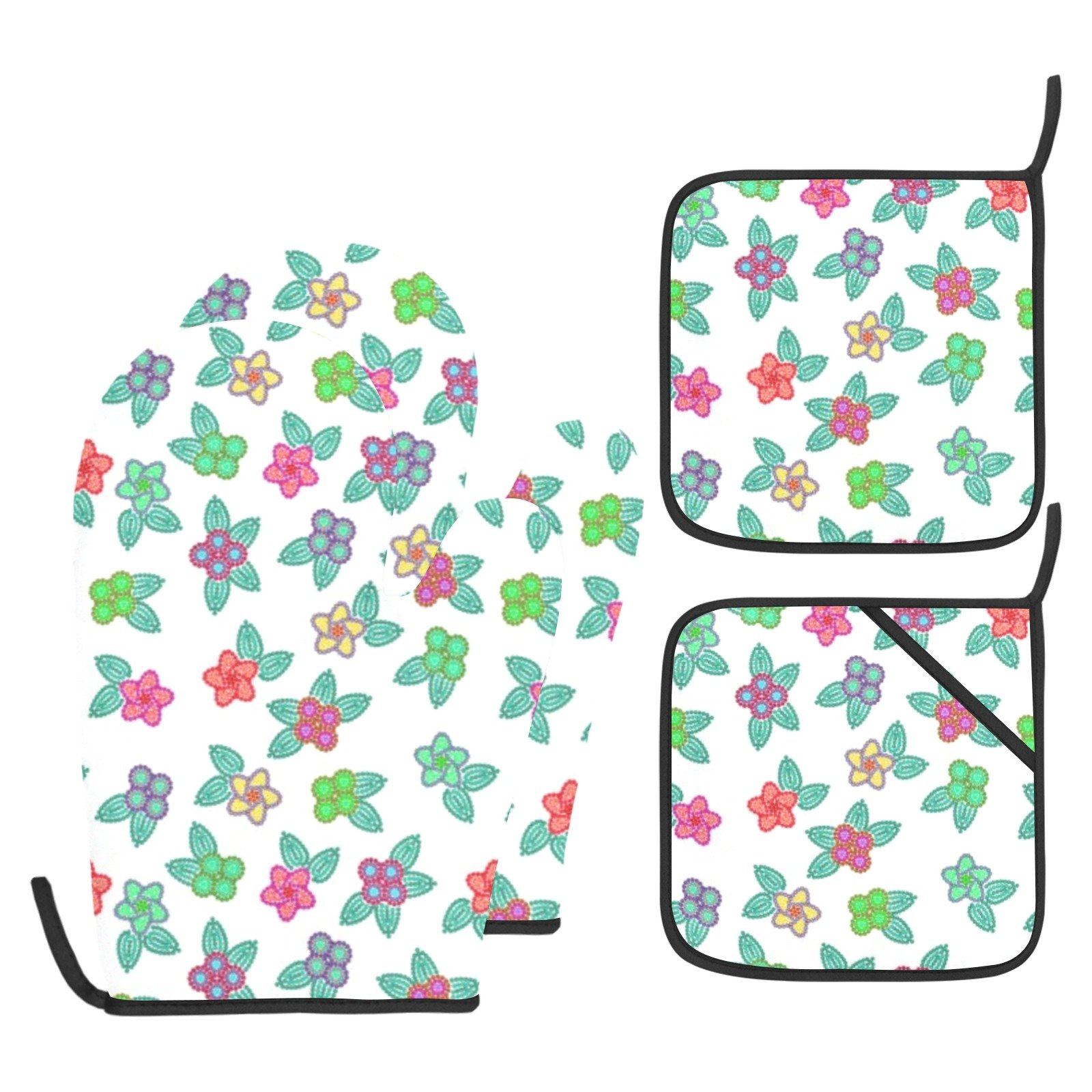 Berry Flowers White Oven Mitt & Pot Holder Oven Mitt & Pot Holder e-joyer