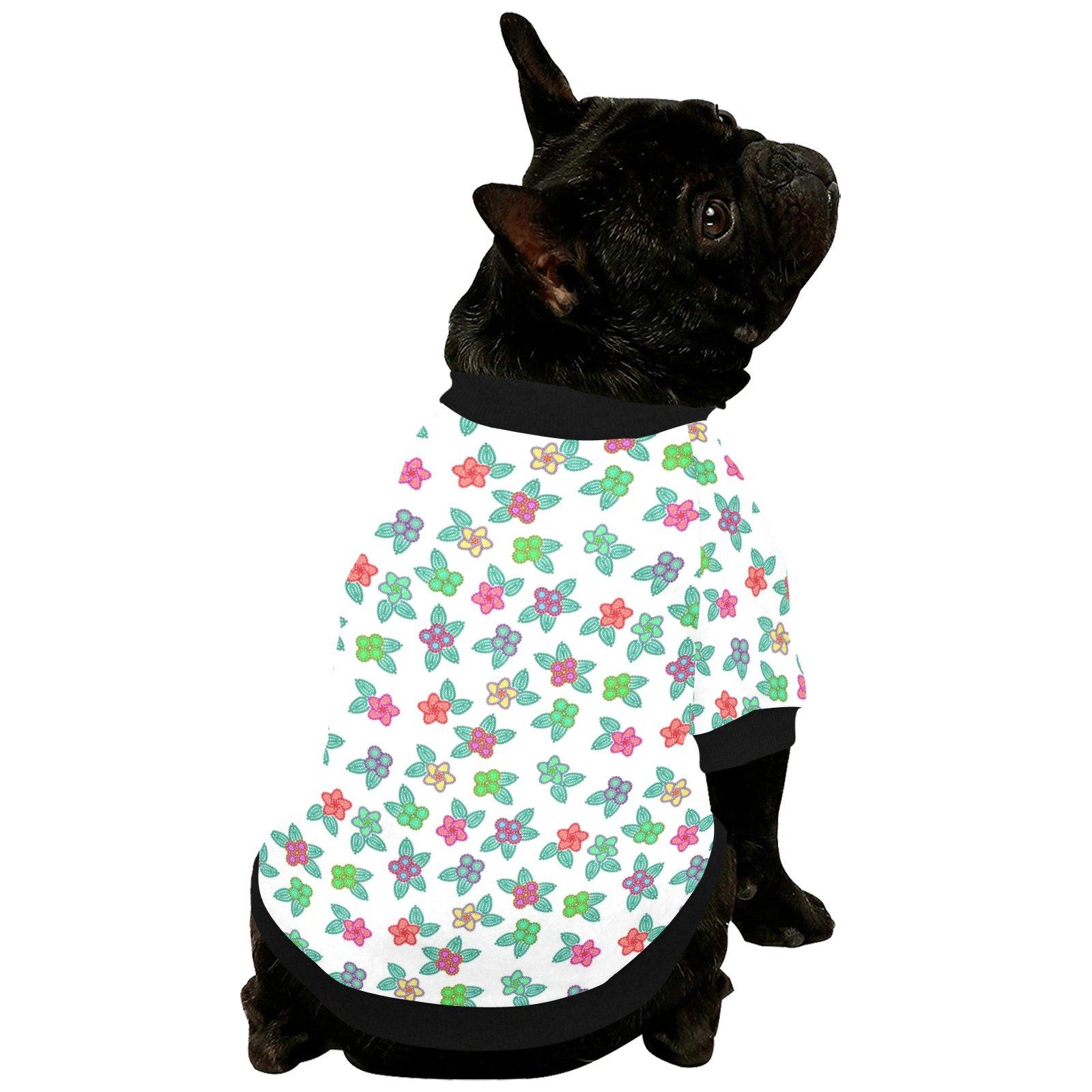 Berry Flowers White Pet Dog Round Neck Shirt Pet Dog Round Neck Shirt e-joyer