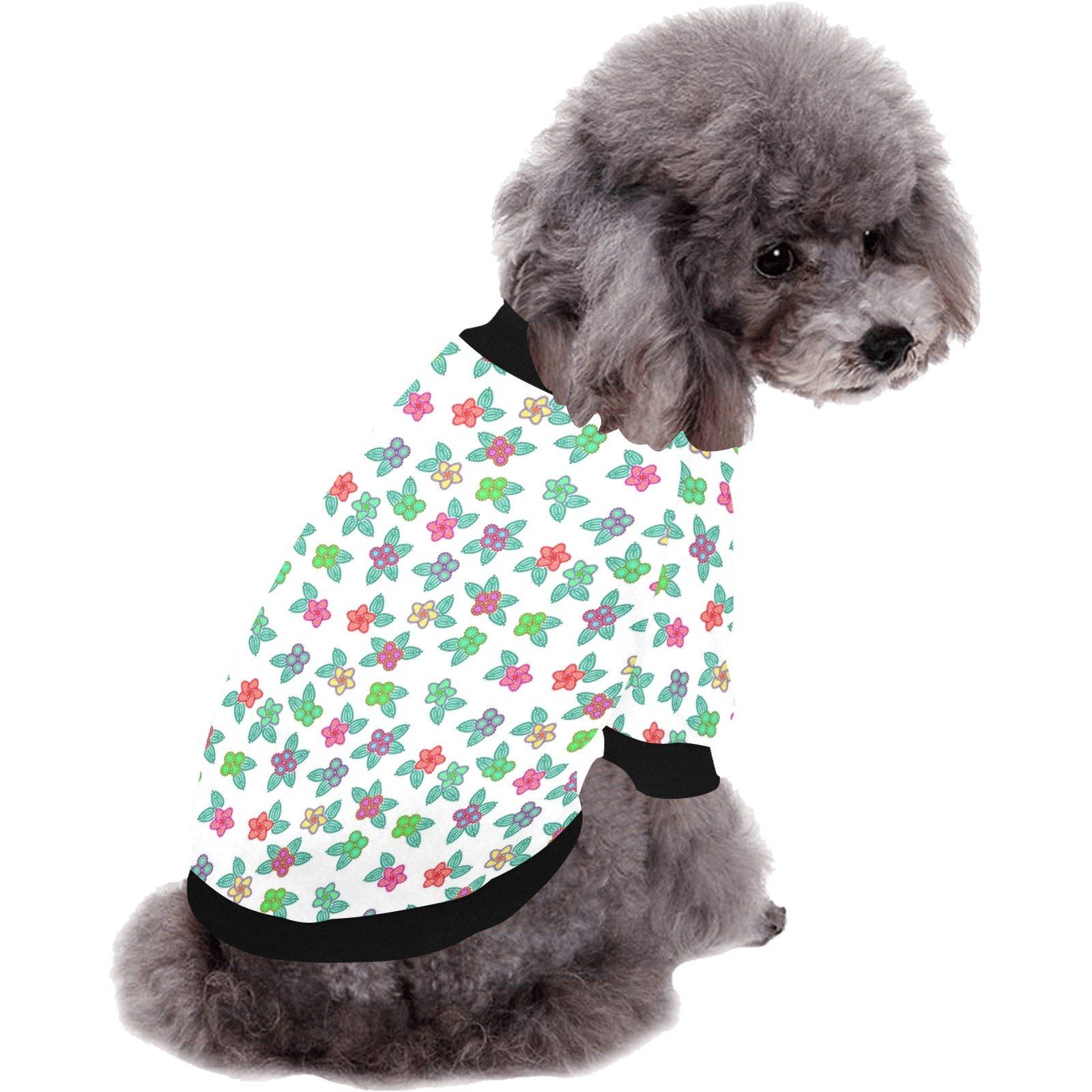 Berry Flowers White Pet Dog Round Neck Shirt Pet Dog Round Neck Shirt e-joyer