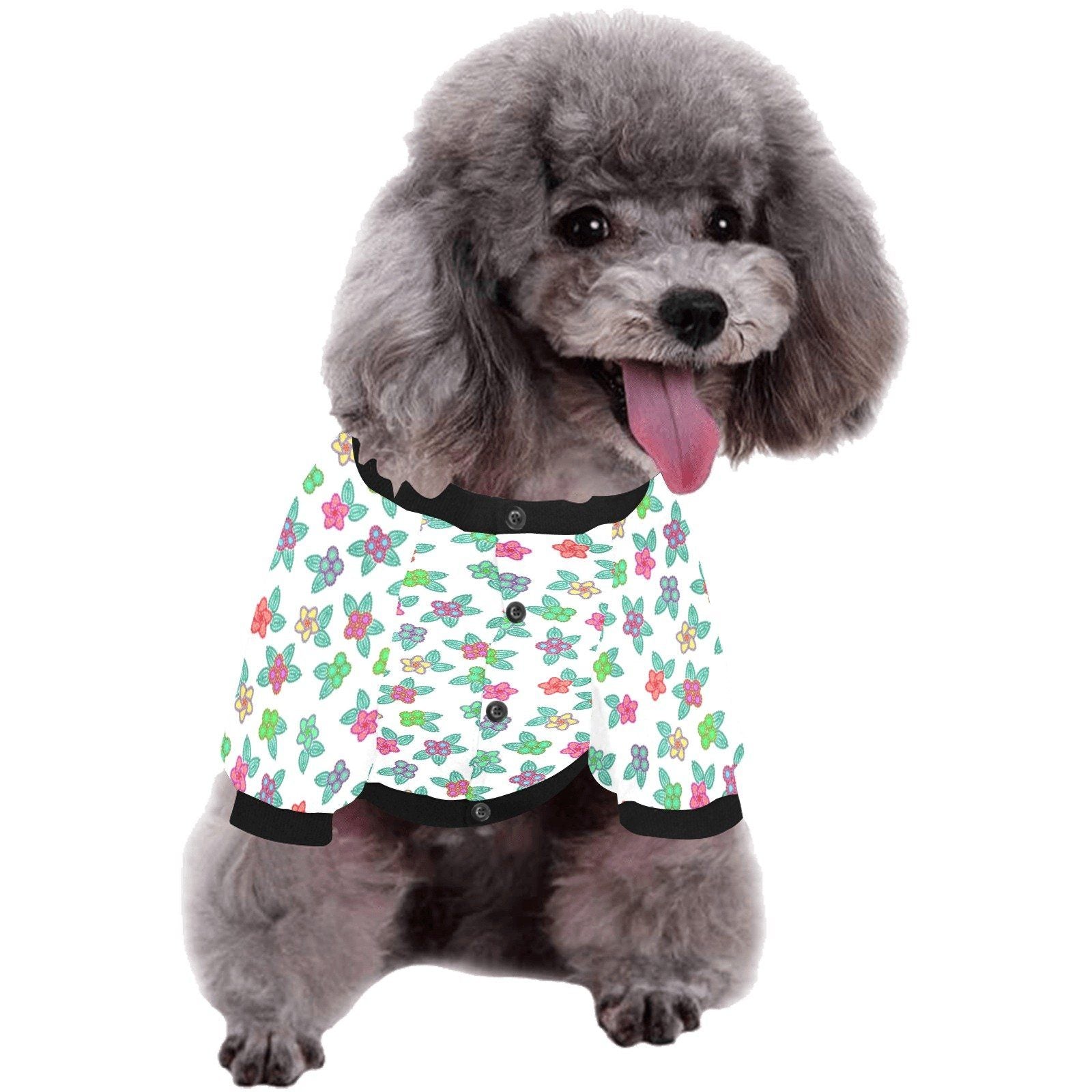 Berry Flowers White Pet Dog Round Neck Shirt Pet Dog Round Neck Shirt e-joyer