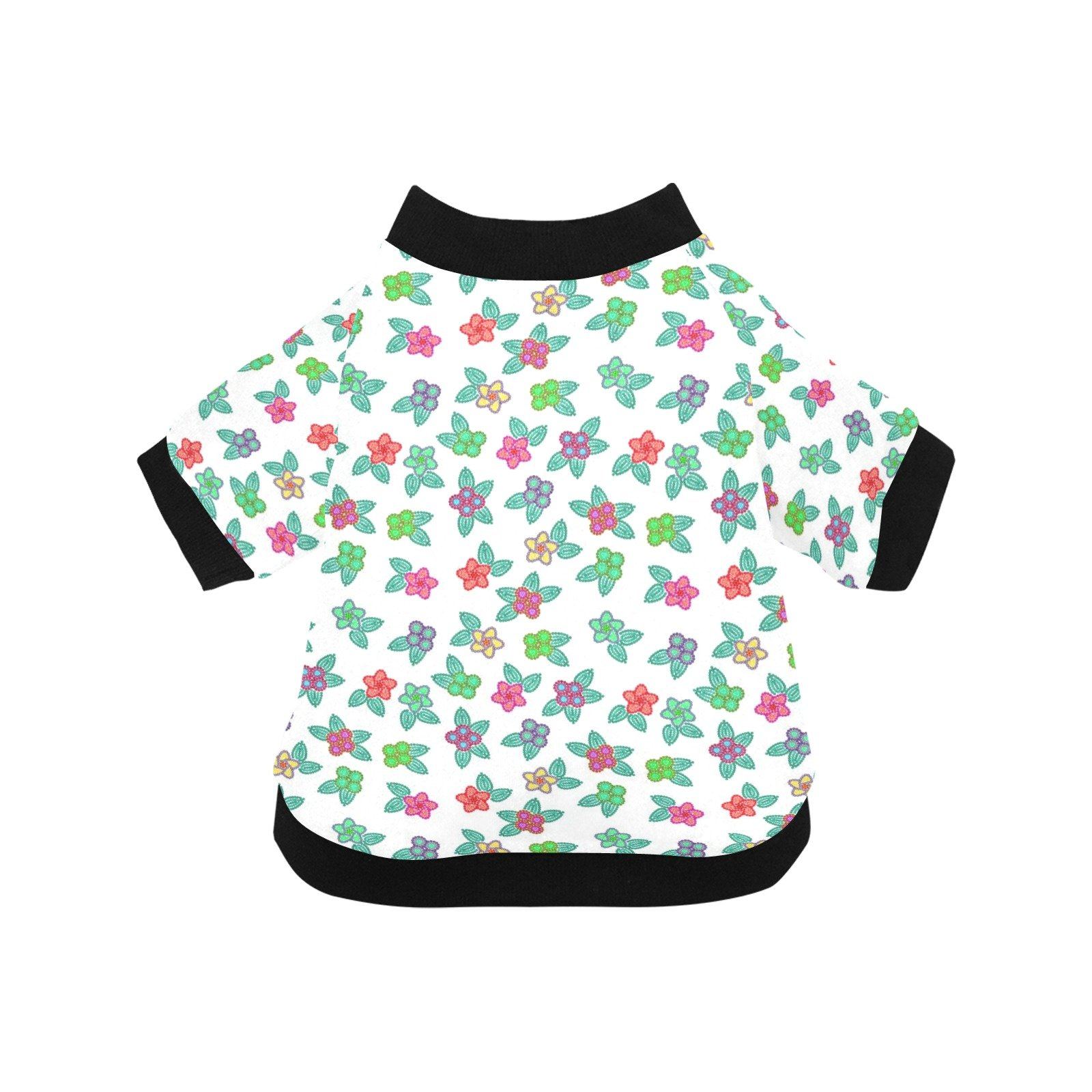 Berry Flowers White Pet Dog Round Neck Shirt Pet Dog Round Neck Shirt e-joyer