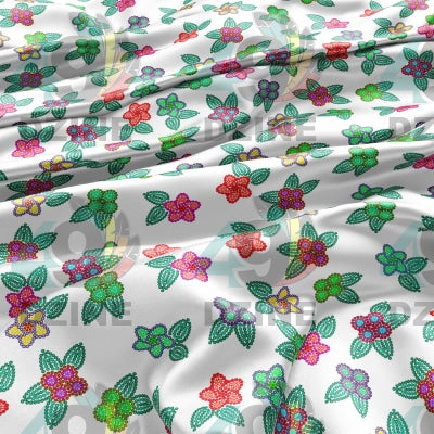 Berry Flowers White Satin Fabric 49DzineStore