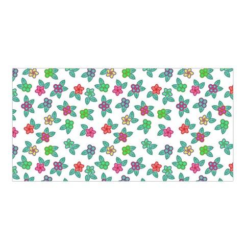 Berry Flowers White Satin Shawl Scarf 49 Dzine