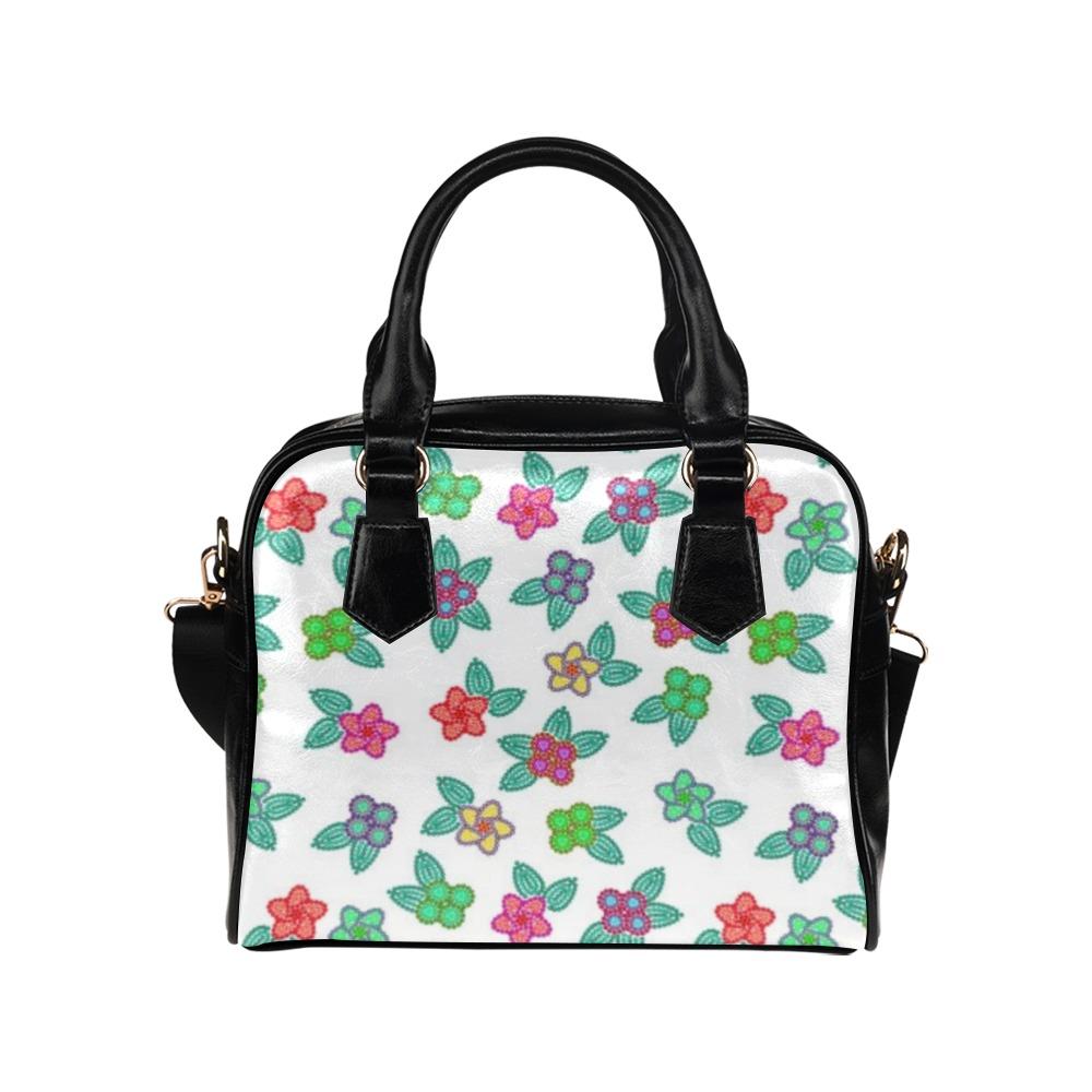 Berry Flowers White Shoulder Handbag (Model 1634) Shoulder Handbags (1634) e-joyer