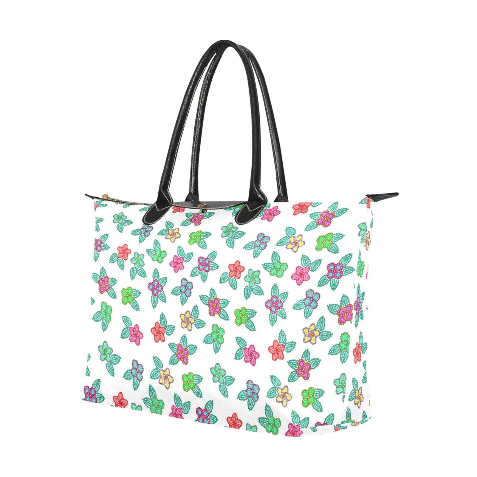 Berry Flowers White Single-Shoulder Lady Handbag (Model 1714) bag e-joyer