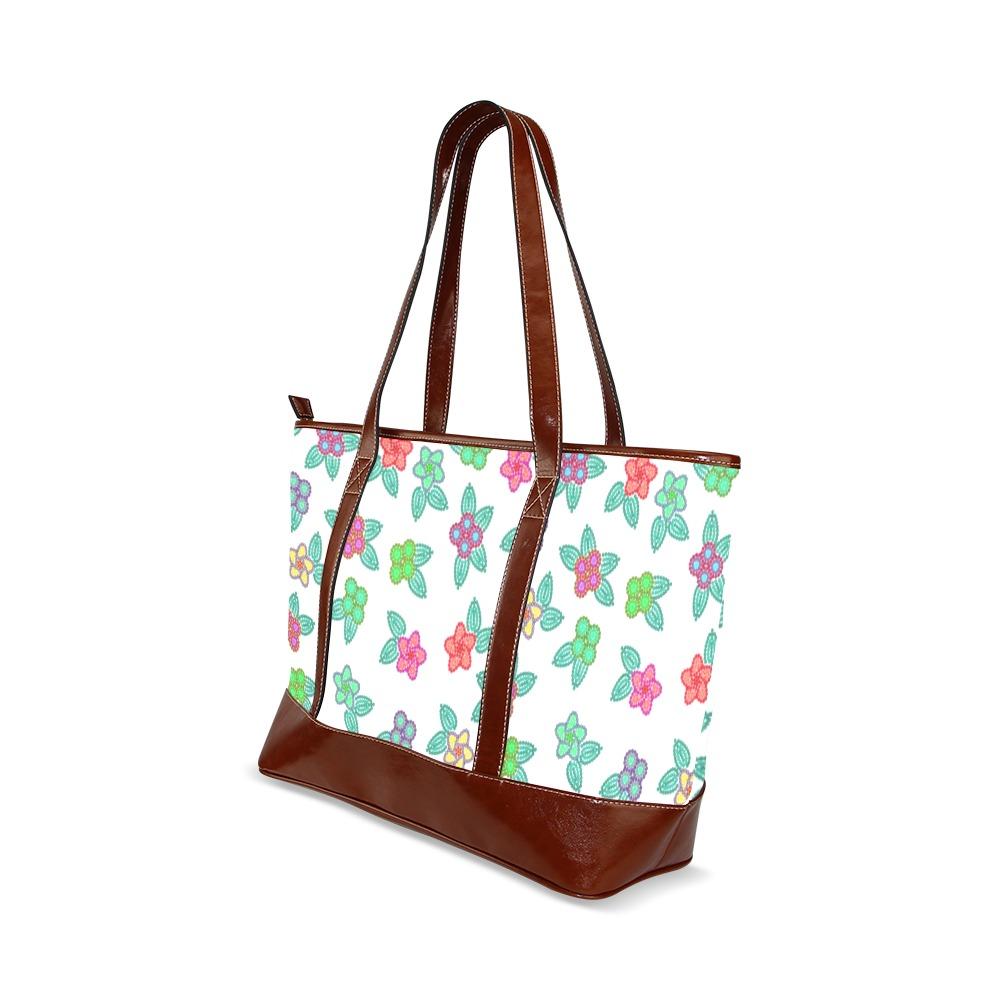 Berry Flowers White Tote Handbag (Model 1642) handbag e-joyer