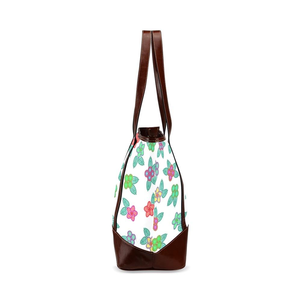 Berry Flowers White Tote Handbag (Model 1642) handbag e-joyer