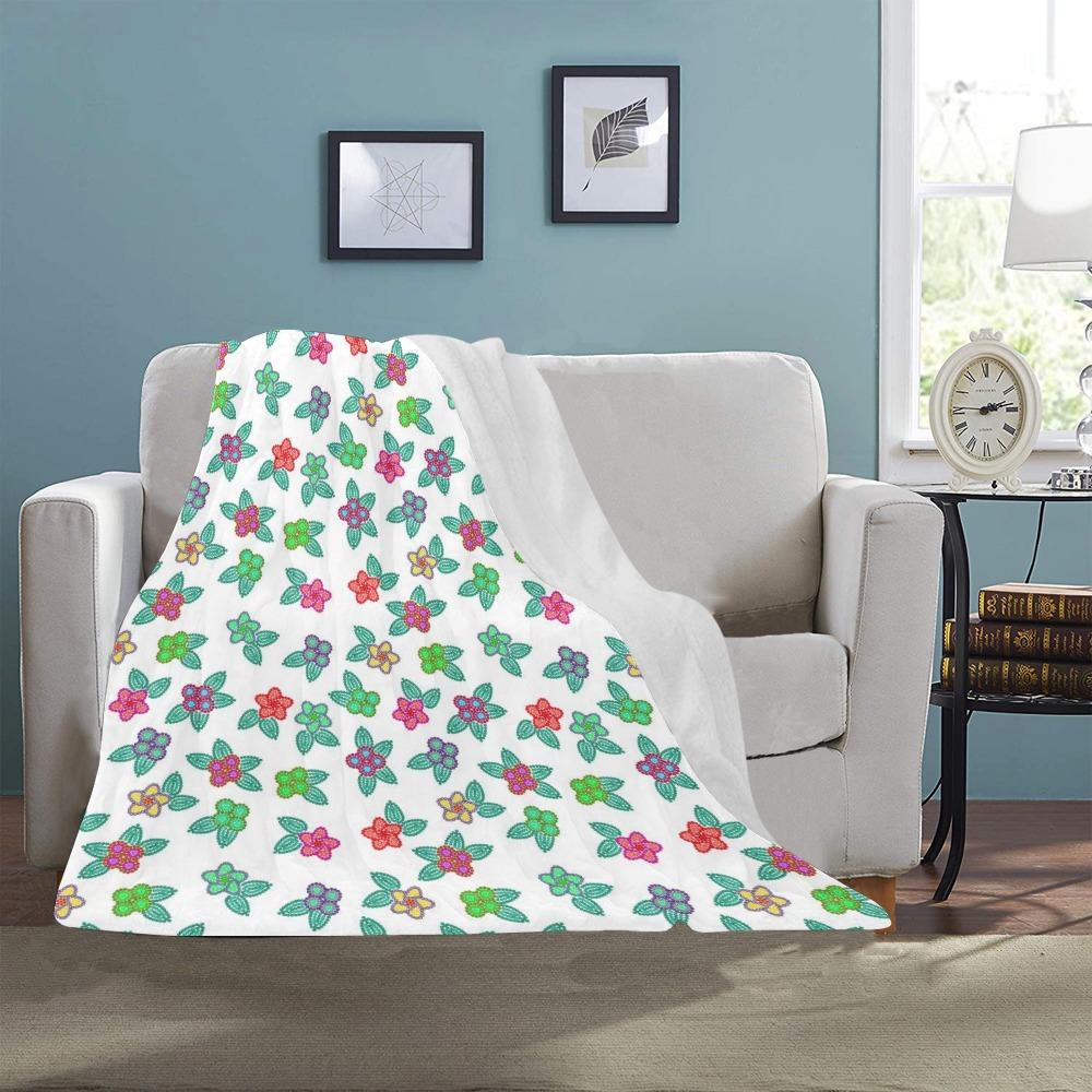 Berry Flowers White Ultra-Soft Micro Fleece Blanket 40"x50" Ultra-Soft Blanket 40''x50'' e-joyer