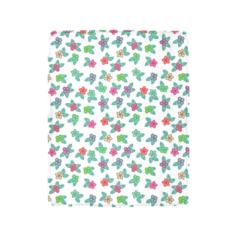 Berry Flowers White Ultra-Soft Micro Fleece Blanket 40"x50" Ultra-Soft Blanket 40''x50'' e-joyer