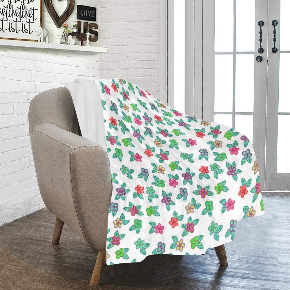 Berry Flowers White Ultra-Soft Micro Fleece Blanket 40"x50" Ultra-Soft Blanket 40''x50'' e-joyer