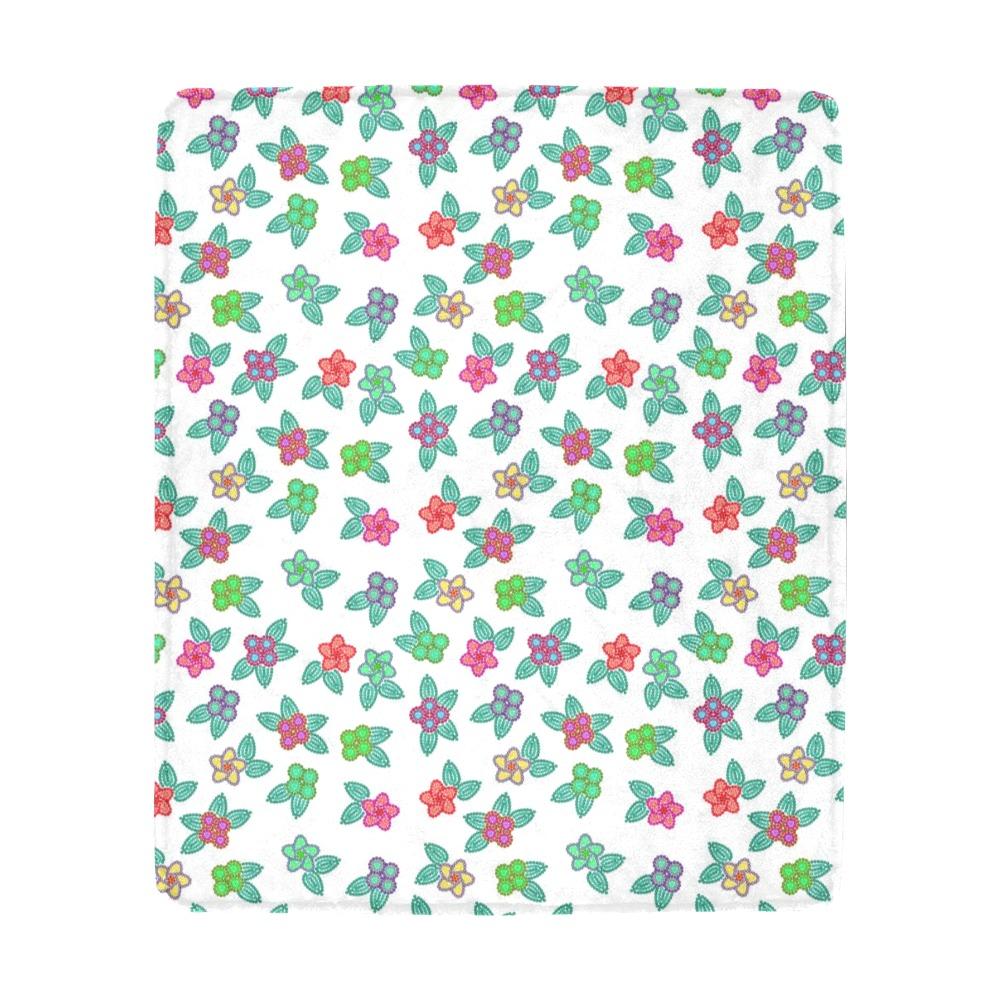 Berry Flowers White Ultra-Soft Micro Fleece Blanket 50"x60" Ultra-Soft Blanket 50''x60'' e-joyer