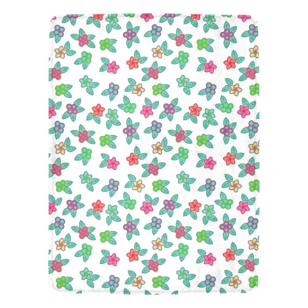 Berry Flowers White Ultra-Soft Micro Fleece Blanket 60"x80" Ultra-Soft Blanket 60''x80'' e-joyer