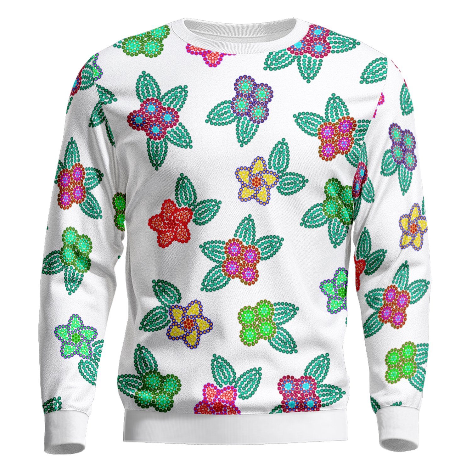 Berry Flowers White Unisex Crewneck Long Sleeve Top 49 Dzine