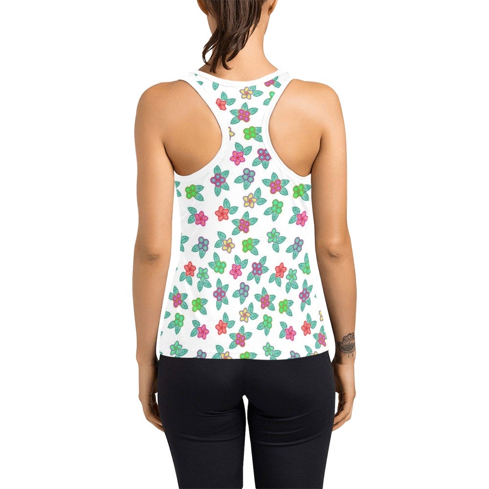 Berry Flowers White Women's Racerback Tank Top (Model T60) Racerback Tank Top (T60) e-joyer