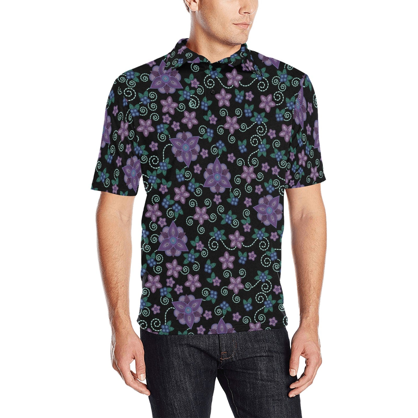 Berry Picking Men's All Over Print Polo Shirt (Model T55) Men's Polo Shirt (Model T55) e-joyer
