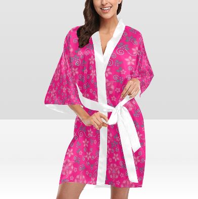 Berry Picking Pink Kimono Robe Artsadd