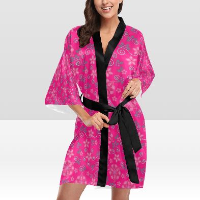 Berry Picking Pink Kimono Robe Artsadd