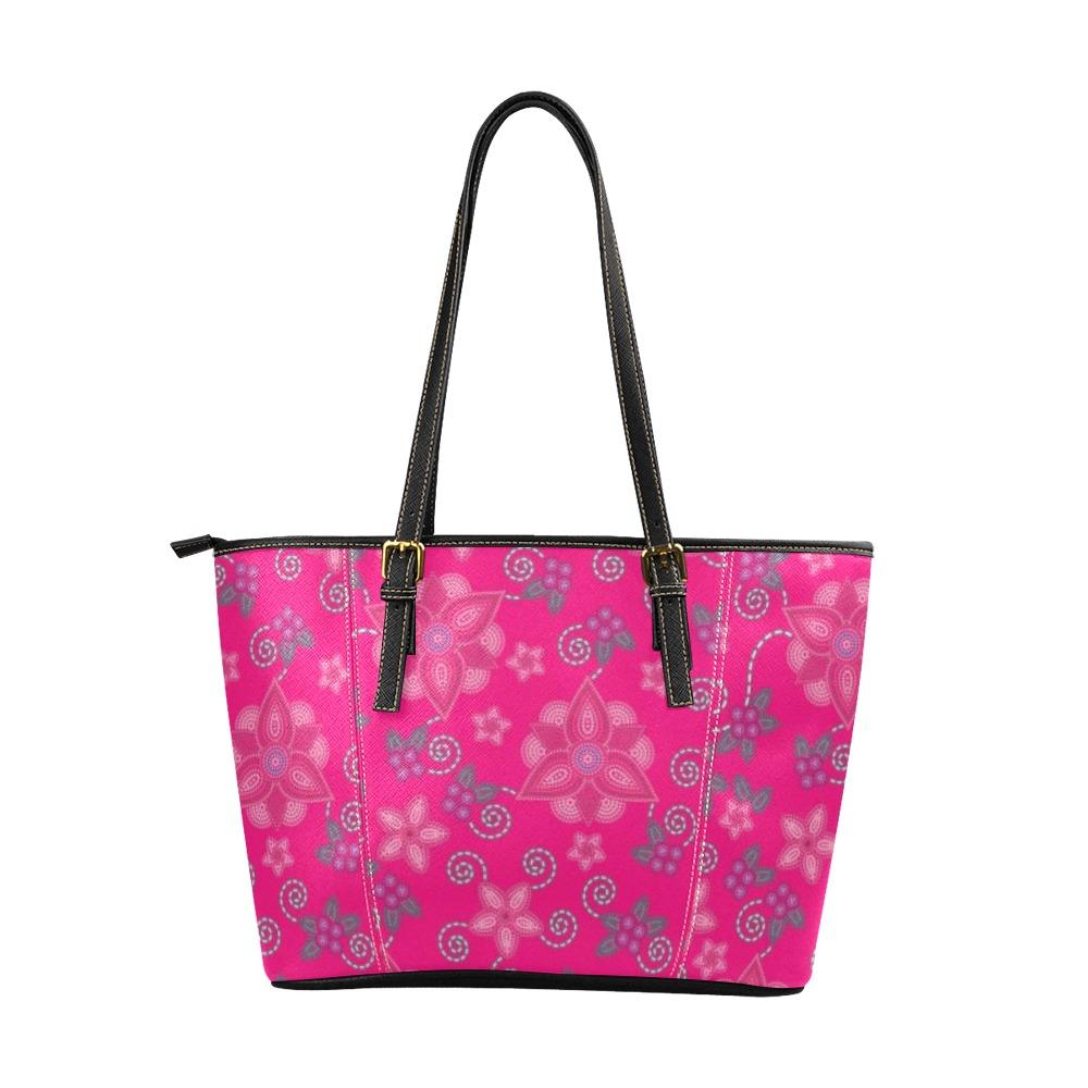 Berry Picking Pink Leather Tote Bag/Large (Model 1640) bag e-joyer