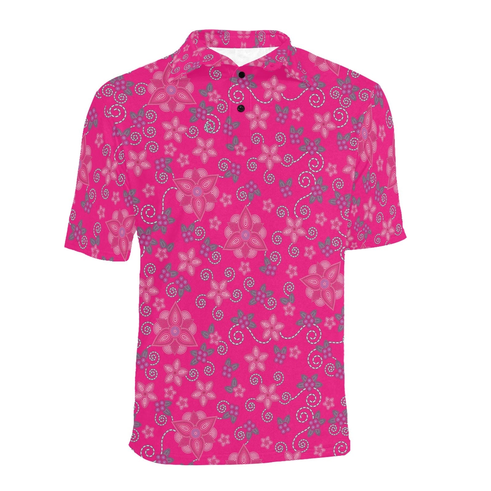 Berry Picking Pink Men's All Over Print Polo Shirt (Model T55) Men's Polo Shirt (Model T55) e-joyer