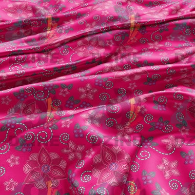 Berry Picking Pink Satin Fabric 49DzineStore