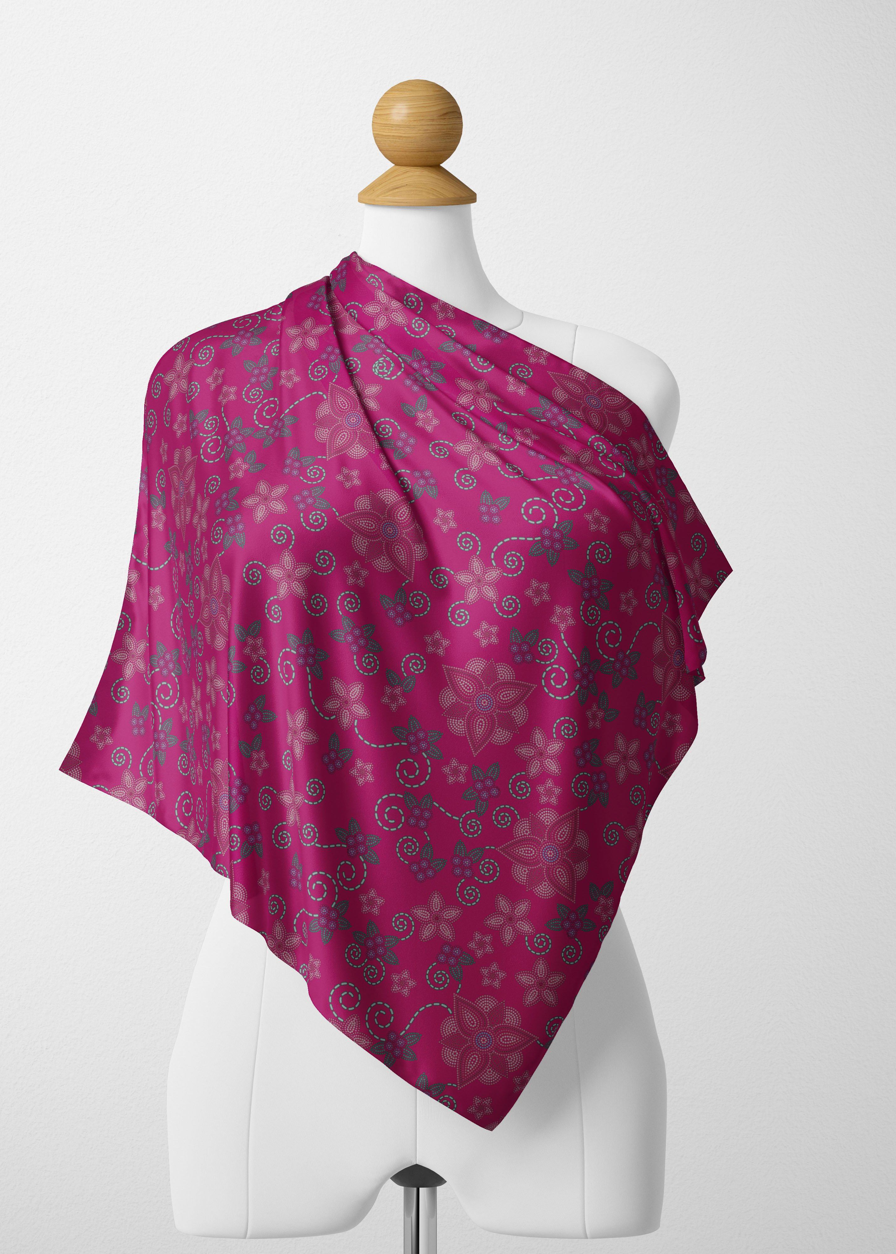 Berry Picking Pink Satin Shawl Scarf 49 Dzine
