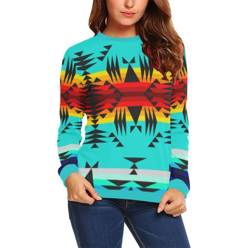 Between the Mountains All Over Print Crewneck Sweatshirt for Women (Model H18) Crewneck Sweatshirt for Women (H18) e-joyer