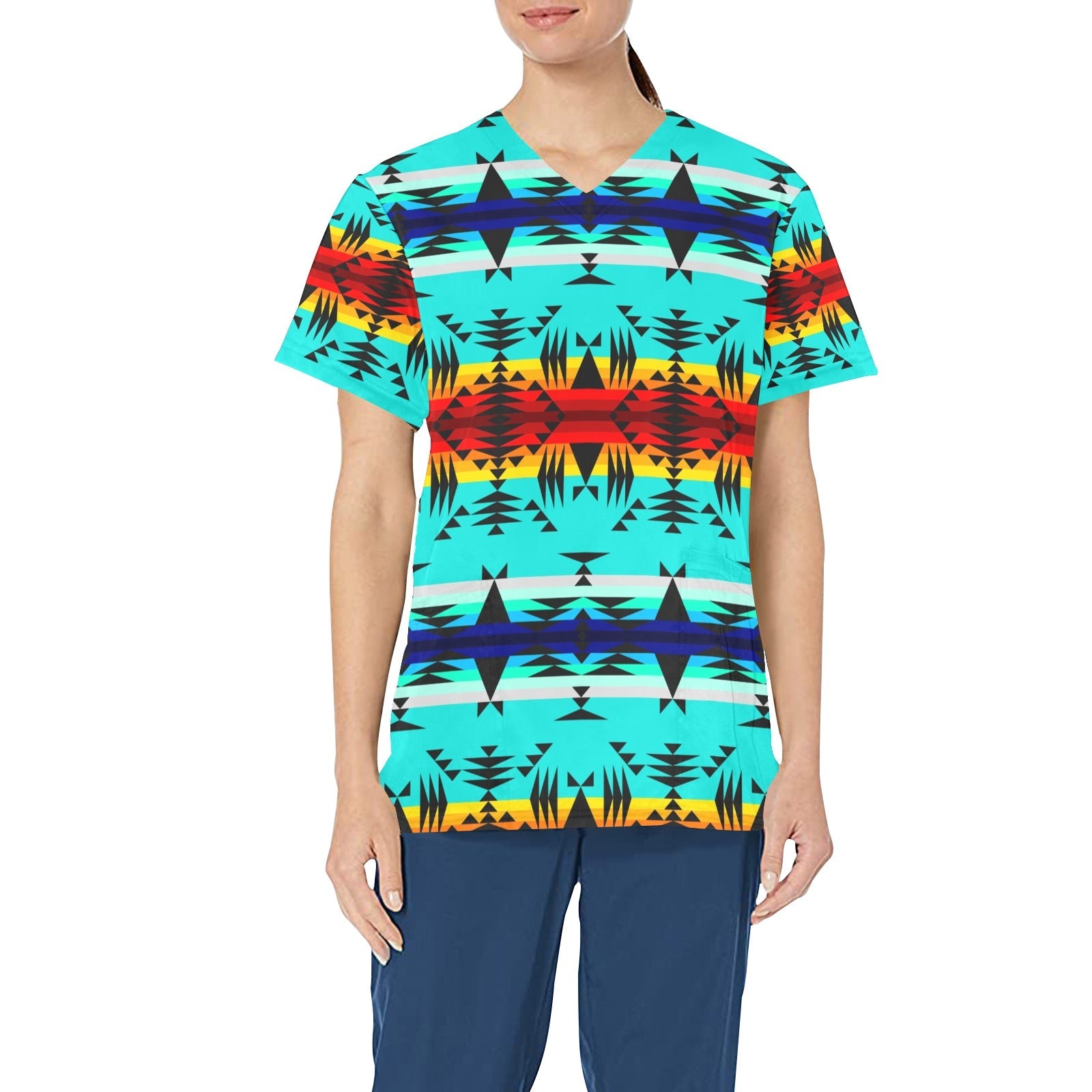 Between the Mountains All Over Print Scrub Top Scrub Top e-joyer 