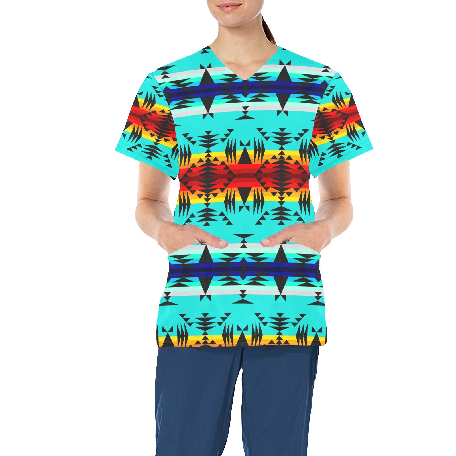 Between the Mountains All Over Print Scrub Top Scrub Top e-joyer 