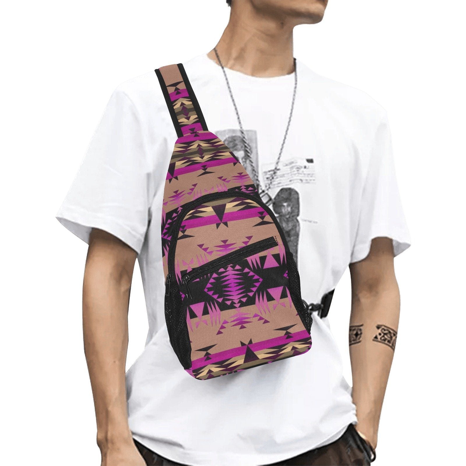 Between the Mountains Berry All Over Print Chest Bag (Model 1719) All Over Print Chest Bag (1719) e-joyer 