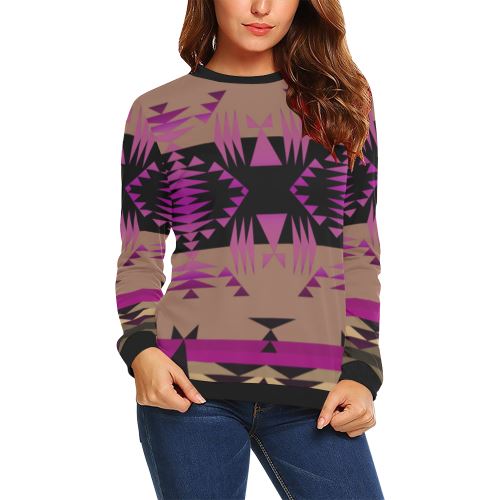 Between the Mountains Berry All Over Print Crewneck Sweatshirt for Women (Model H18) Crewneck Sweatshirt for Women (H18) e-joyer