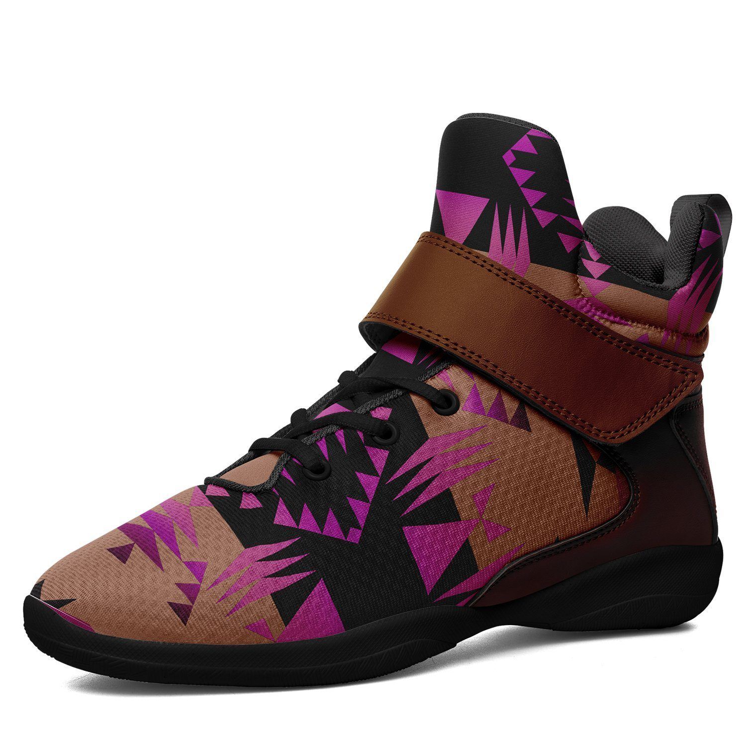 Between the Mountains Berry Kid's Ipottaa Basketball / Sport High Top Shoes 49 Dzine US Women 4.5 / US Youth 3.5 / EUR 35 Black Sole with Brown Strap 