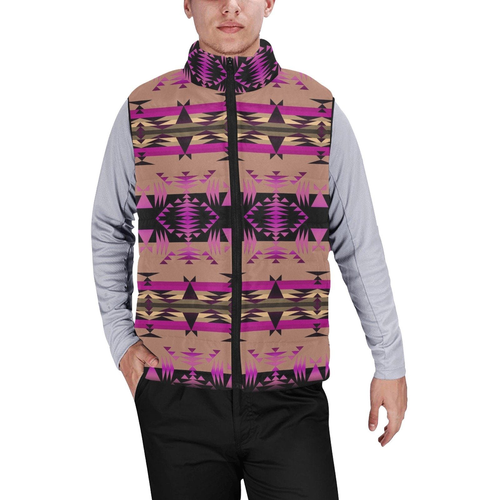 Between the Mountains Berry Men's Padded Vest Jacket (Model H44) Men's Padded Vest Jacket (H44) e-joyer