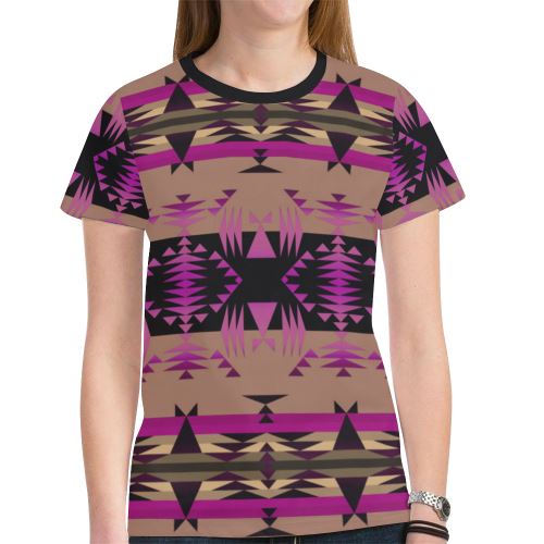 Between the Mountains Berry New All Over Print T-shirt for Women (Model T45) New All Over Print T-shirt for Women (T45) e-joyer
