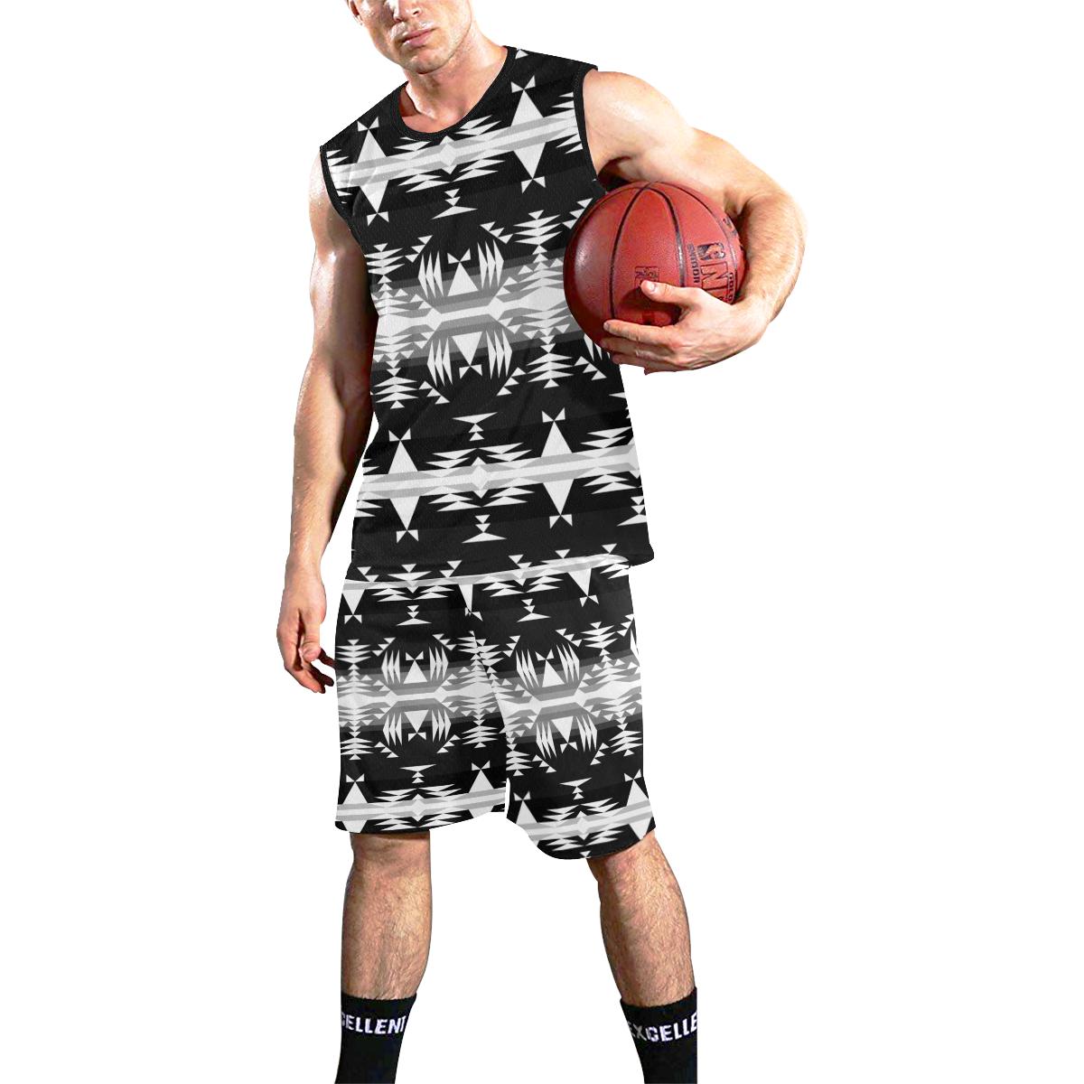 e-joyer Between The Mountains Black and White Basketball Uniform XL