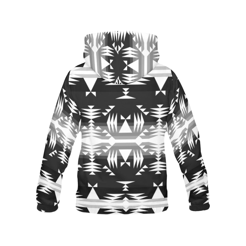 Between the Mountains Black and White All Over Print Hoodie for Women (USA Size) (Model H13) Hoodie e-joyer