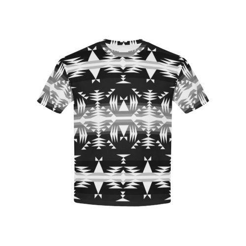 Between the Mountains Black and White All Over Print T-shirt for Kid (USA Size) (Model T40) All Over Print T-shirt for Kid (T40) e-joyer