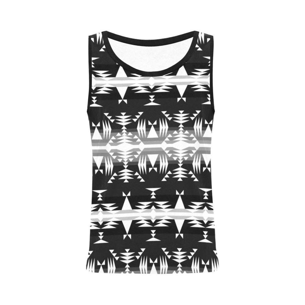 Between the Mountains Black and White All Over Print Tank Top for Women (Model T43) All Over Print Tank Top for Women (T43) e-joyer