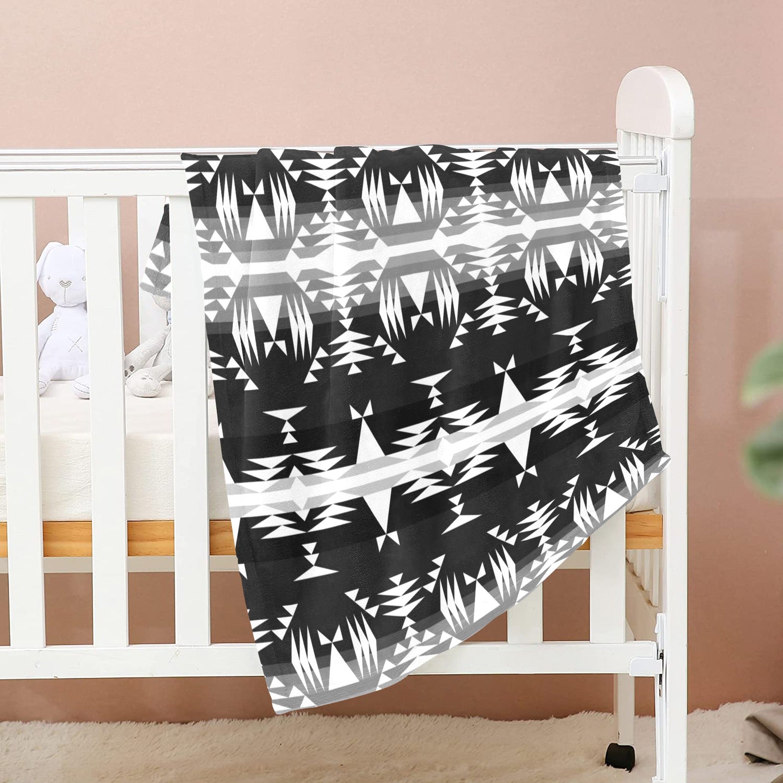 Between the Mountains Black and White Baby Blanket 30"x40" Baby Blanket 30"x40" e-joyer