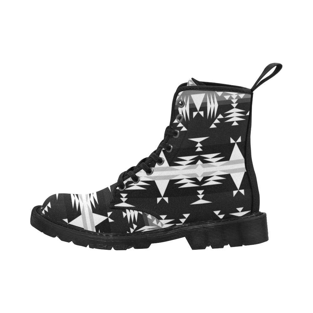 Between the Mountains Black and White Boots for Men (Black) (Model 1203H) Martin Boots for Men (Black) (1203H) e-joyer