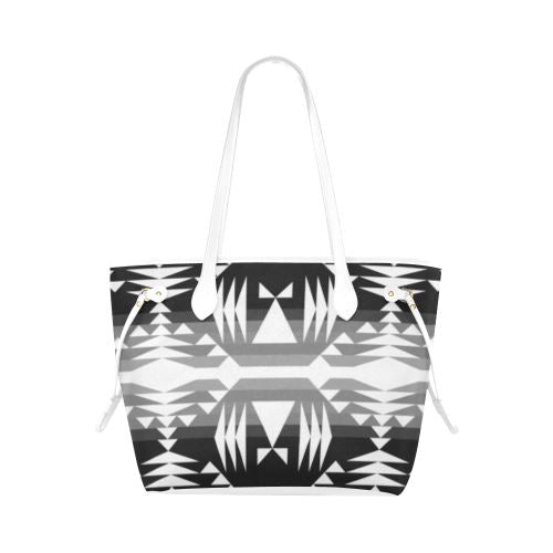 Between the Mountains Black and White Clover Canvas Tote Bag (Model 1661) Clover Canvas Tote Bag (1661) e-joyer