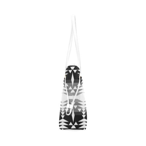 Between the Mountains Black and White Clover Canvas Tote Bag (Model 1661) Clover Canvas Tote Bag (1661) e-joyer