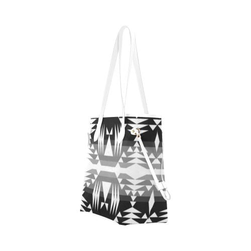Between the Mountains Black and White Clover Canvas Tote Bag (Model 1661) Clover Canvas Tote Bag (1661) e-joyer