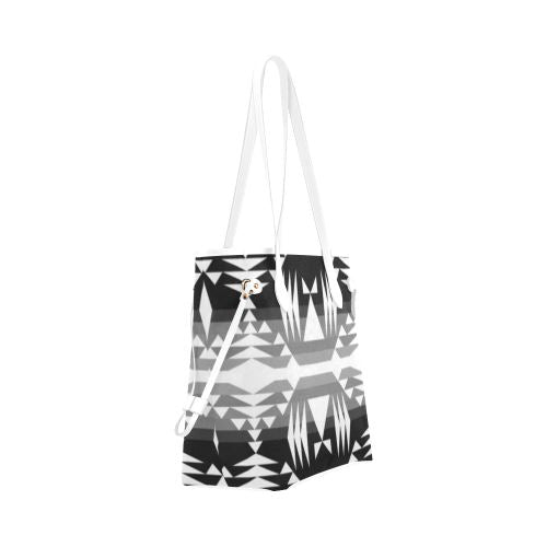Between the Mountains Black and White Clover Canvas Tote Bag (Model 1661) Clover Canvas Tote Bag (1661) e-joyer